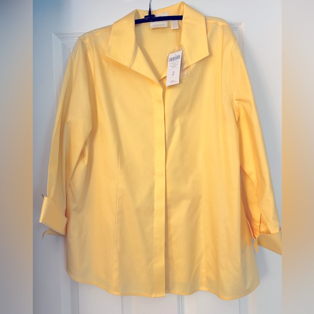 Chico’s Yellow Button Down Collared Shirt “No Iron”